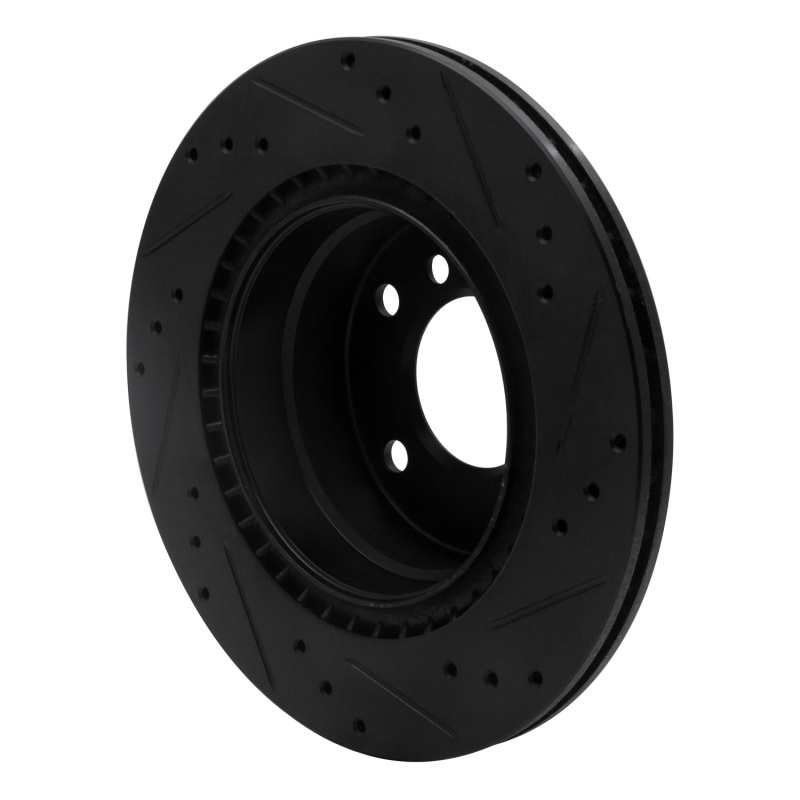 BMW 128I Brake Rotor (1) - Rear Left - R1 Concepts - Drilled & Slotted - Black - `08-`13